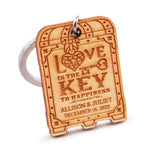 Personalized Wooden Love is The Key to Happiness Key Chain Wedding Favors