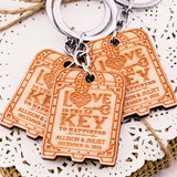 Personalized Wooden Love is The Key to Happiness Key Chain Wedding Favors