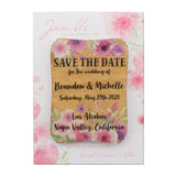 Personalized Painted Wood Save The Date Fridge Magnet with Cards and Envelopes for Rustic Wedding