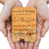 Personalized Painted Wood Save the Date Fridge Magnet for Rustic Wedding
