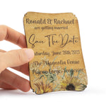 Personalized Painted Wood Save The Date Fridge Magnet with Cards and Envelopes for Rustic Wedding