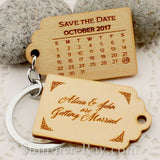 Personalized Engraved Natural Wooden Save the Date Key Chain