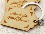 Personalized Engraved Natural Wooden Save the Date Key Chain