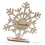 Personalized White Wooden Snowflake Place Card