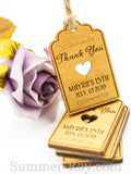 Personalized Gold Wooden Engraved Miniature Wedding Favor Gift Tags with Twine