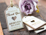 Personalized White Wooden Engraved Miniature Wedding Favor Gift Tags with Twine