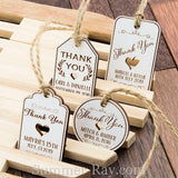 Personalized White Wooden Engraved Miniature Wedding Favor Gift Tags with Twine