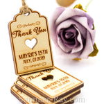 Personalized Unfinished Wooden Engraved Miniature Wedding Favor Gift Tags with Twine