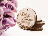 Personalized Laser Engraved Wooden Mini Round Wedding Favor Gift Tags