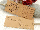 Personalized Kraft Postage Stamp Gift Tags / Favor Tags with Twine