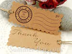 Personalized Kraft Postage Stamp Gift Tags / Favor Tags with Twine