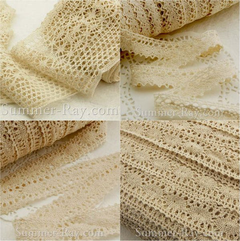 Fabric Embellishment Beige Cotton Crochet Lace Trim - 1 or 5 yards –
