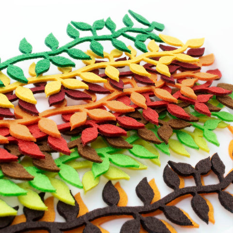 Mixed Colors 2mm Felt Vine Leaves Value Pack for DIY Craft