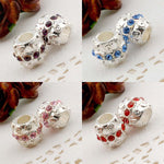 Rhinestone Studded Metal Bead Bauble - 2 or 10 pieces