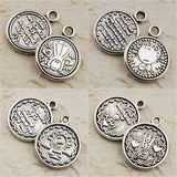 Tibetan Silver Reversible Coins Charm Pendant