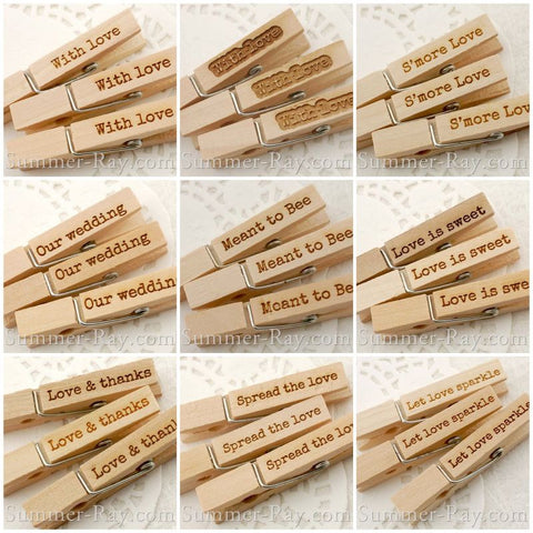 Wooden Peg Engraved Love Theme - 50 or 100 pieces